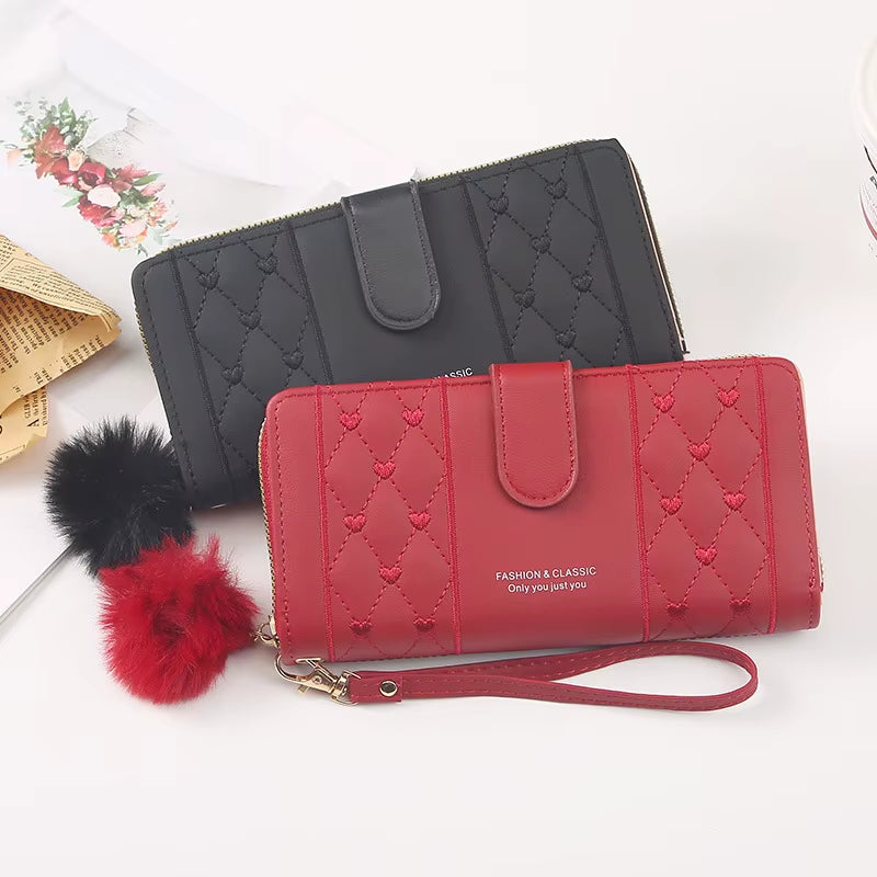 Women Long Wallet Pu Leather Card Holder Large Capacity Hasp Zipper Coin Purse Multi Card Organizer Cell Phone Wristlet Handbag