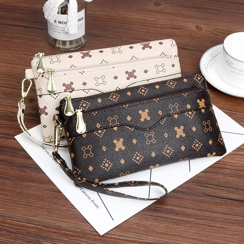 Women Long Wallets Double Zipper Clutches Purse Big Letter Fashion Wristlet Wallet Phone Portfel Damski Card Holder Lady Wallets