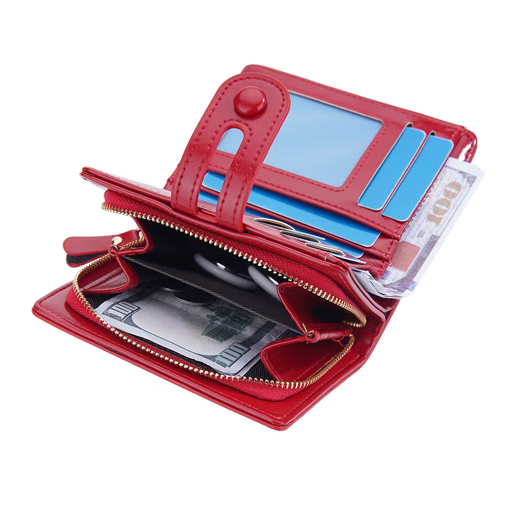 Women Wallets Large Capacity Female Leather Coin Purses Hasp Clutch ID Credit Card Holder Purse Money Bag Red Wallet for Women