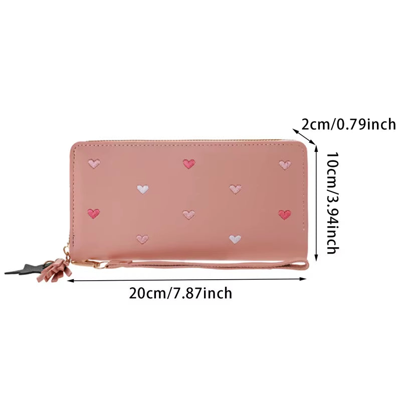 Fashion Long Women Wallets Purses Love Heart Wallets for Ladies Girl Money Pocket Card Holder Female Wallets Phone Clutch Bag