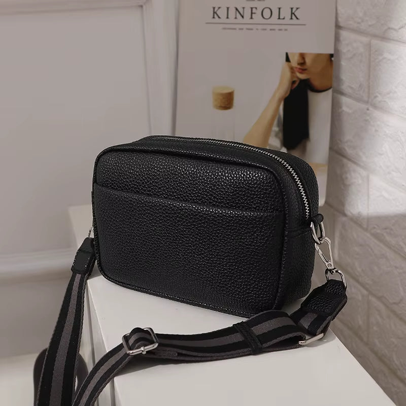 Small Cross Body Bag for Women 2023 New Summer White Sling Purse Soft Pu Leather Wide Shoulder Strap Side Bag Casual