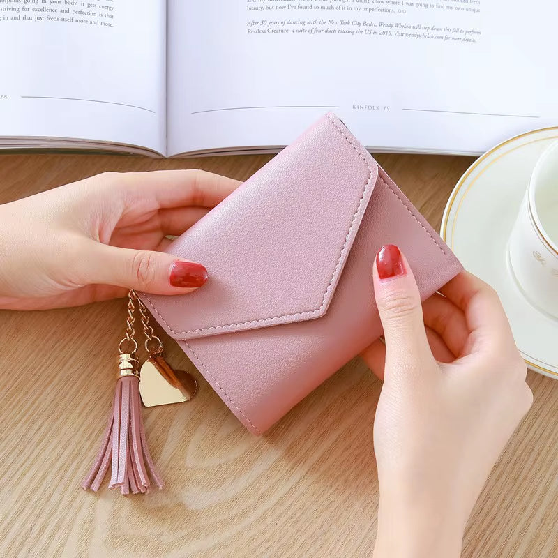 Mini Tassel Wallet Women Fashion Purse Female Short Mini Wallets Korean Students Lovely Purse Female Small Wallet for Women