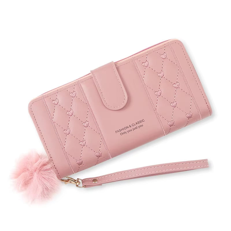 Women Long Wallet Pu Leather Card Holder Large Capacity Hasp Zipper Coin Purse Multi Card Organizer Cell Phone Wristlet Handbag