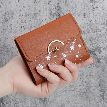 Cute Bow Wallet Women Sweet Pink Color Style Floral Purse Card Holder for Girl Portable Travel Cash Coin Photo Card Bag