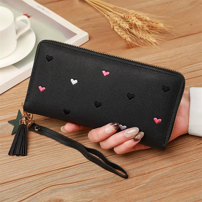 Fashion Long Women Wallets Purses Love Heart Wallets for Ladies Girl Money Pocket Card Holder Female Wallets Phone Clutch Bag