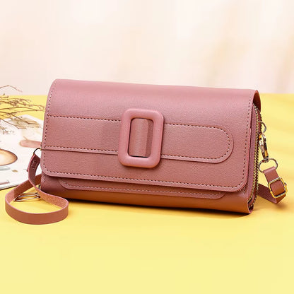 Women Double Layer Large Capacity Wallet Phone Pouch Fashion Shoulder Crossbody Bag Simple Coin Purse Credit Card Holder Satchel