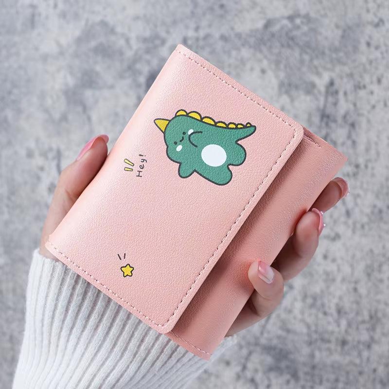 Cute Bow Wallet Women Sweet Pink Color Style Floral Purse Card Holder for Girl Portable Travel Cash Coin Photo Card Bag