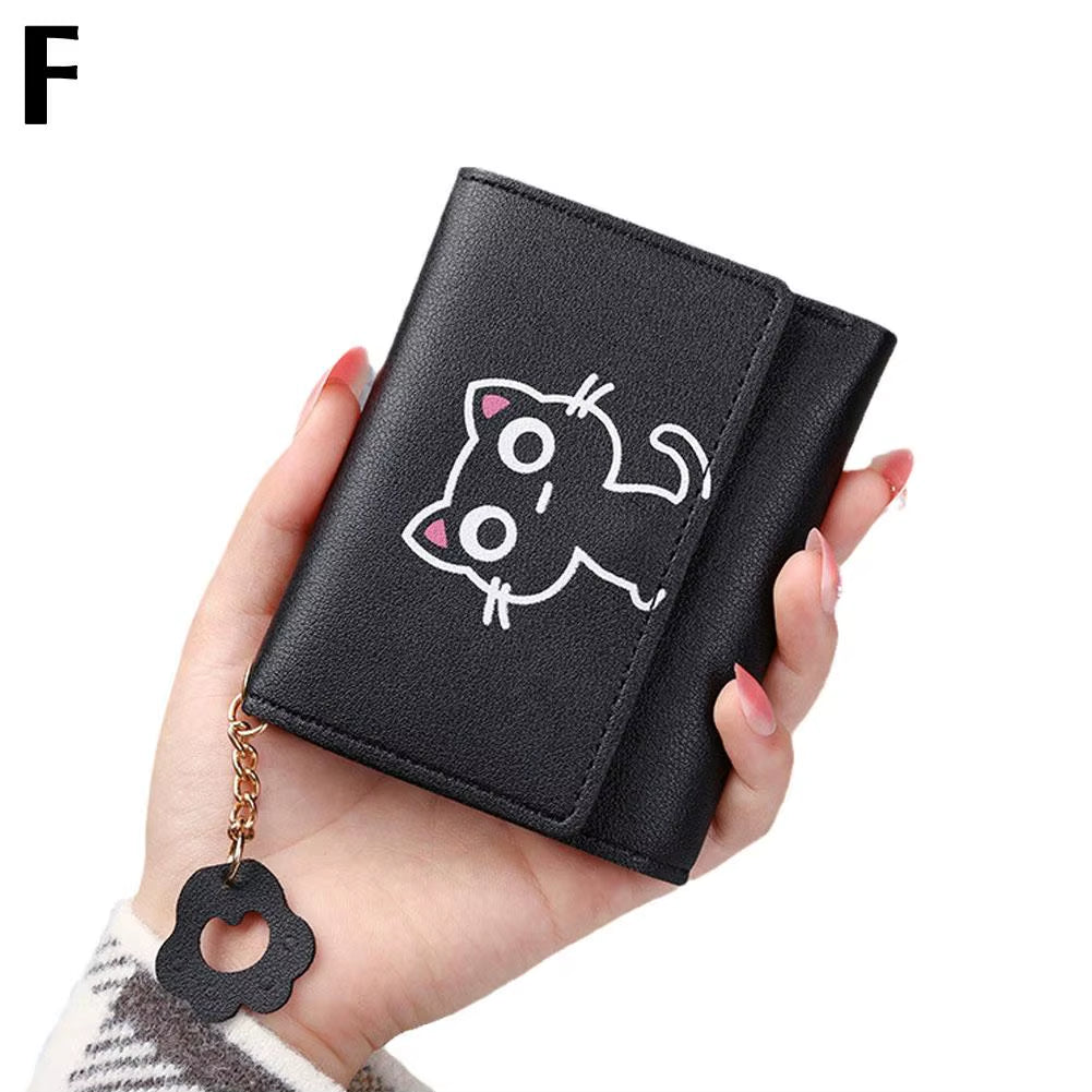 Korean Cute Cartoon Cat Women Wallets Small Credit Portable PU Leather Coin Purses Wallets Short Gifts Girls Holder Wallet Y9U8