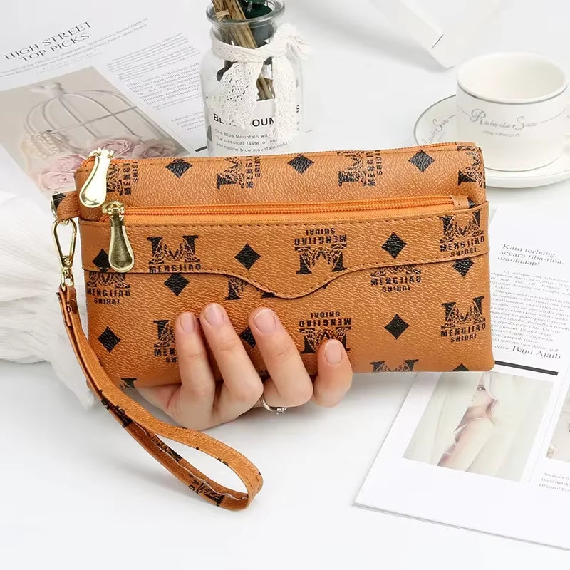 Women Long Wallets Double Zipper Clutches Purse Big Letter Fashion Wristlet Wallet Phone Portfel Damski Card Holder Lady Wallets