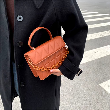 Fashion Plaid Women Shoulder Bag Chain Crossbody Bags Brand Designer Trendy Female Handbags and Purses Small Flap Top Handle Bag