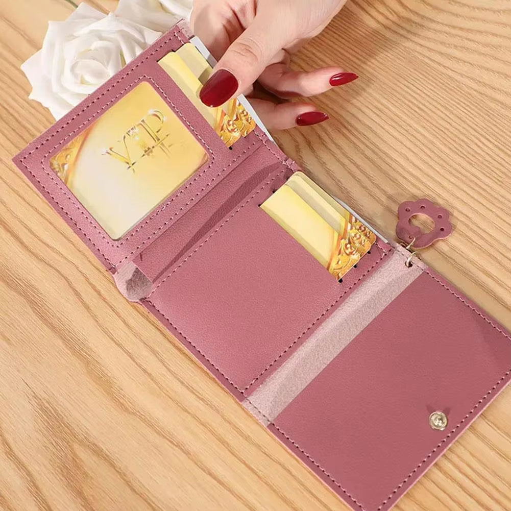 Korean Cute Cartoon Cat Women Wallets Small Credit Portable PU Leather Coin Purses Wallets Short Gifts Girls Holder Wallet Y9U8