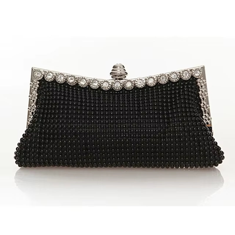 Evening Gold Clutch Bag Glitter Bead DESIGN Elegant Woman Party Bags Vintage Fashion Bridal Purse Silver Handbags Night Bag