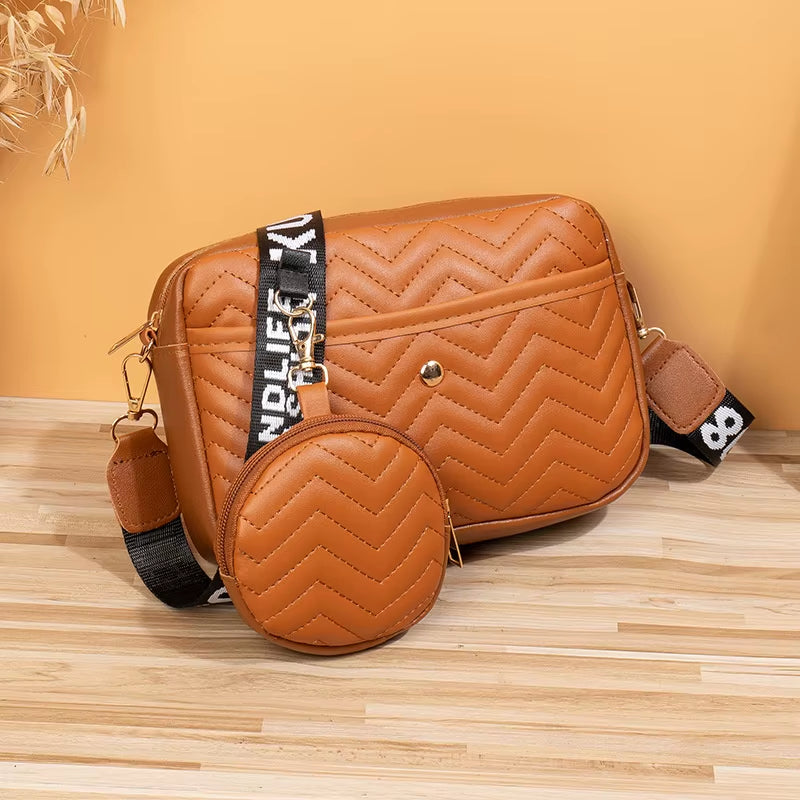 Women'S PU Leather Zipper Crossbody Bag Handbag Fashion Retro Korean V Pattern Causal Travel Bag Female Phone Purse Shoulder Bag