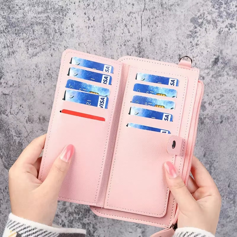 Fashion Women Wallets Simple Zipper Purses Black White Gray Red Long Section Clutch Wallet Soft PU Leather Money Bag