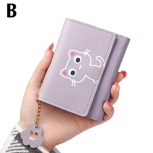 Korean Cute Cartoon Cat Women Wallets Small Credit Portable PU Leather Coin Purses Wallets Short Gifts Girls Holder Wallet Y9U8